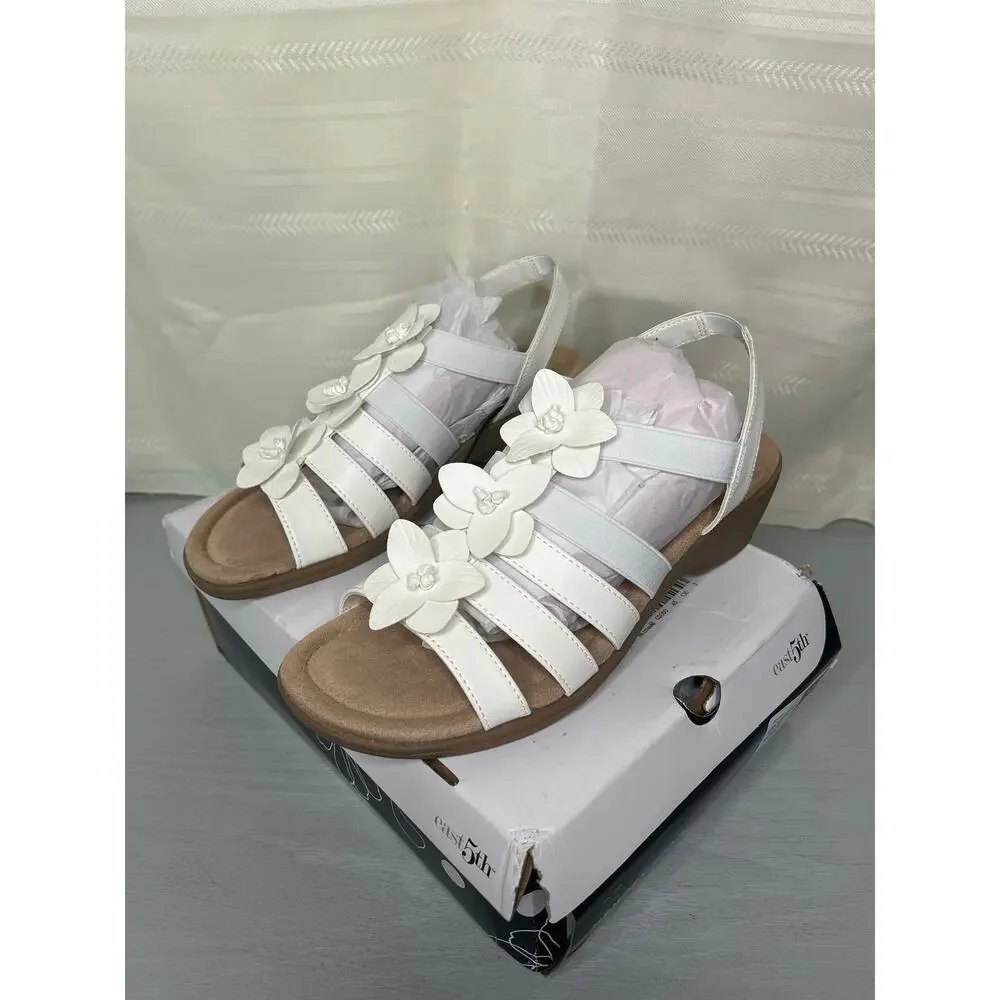 East 5th Memory Foam Slip On Sandals White Womens Size 11M